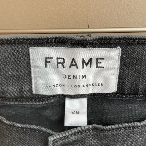Frame Le‎ Skinny De Jeanne Triangle Hem Crop Skinny Jeans In Black Tull Size 28 - Picture 7 of 10